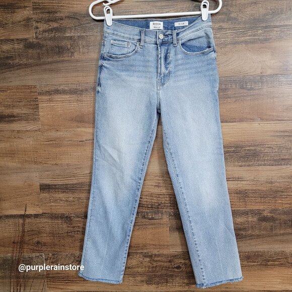 Kensie Vintage Luxe Jeans 4 Slim Mid Rise Raw Hem Medium Light Wash Denim - Picture 1 of 12